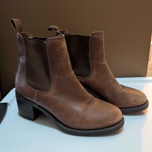 Aldo Brown Leather Heel Ankle Boots - Sz 6